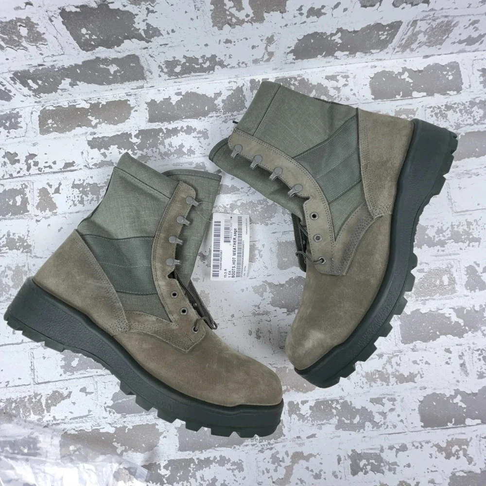 Vintage Army Military Sage Green Combat Boots Size 15.5 R Mens Vibram UFCW USA - Picture 12 of 13